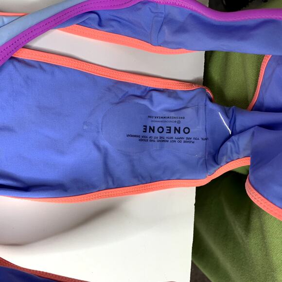 OneOne Swimwear Set Bikini New Blue Neon Womens Large - Picture 13 of 14
